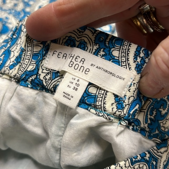 Anthropologie | Feather Bone Talese Wide Leg Pant in Teal and White Size 6 - Picture 8 of 10